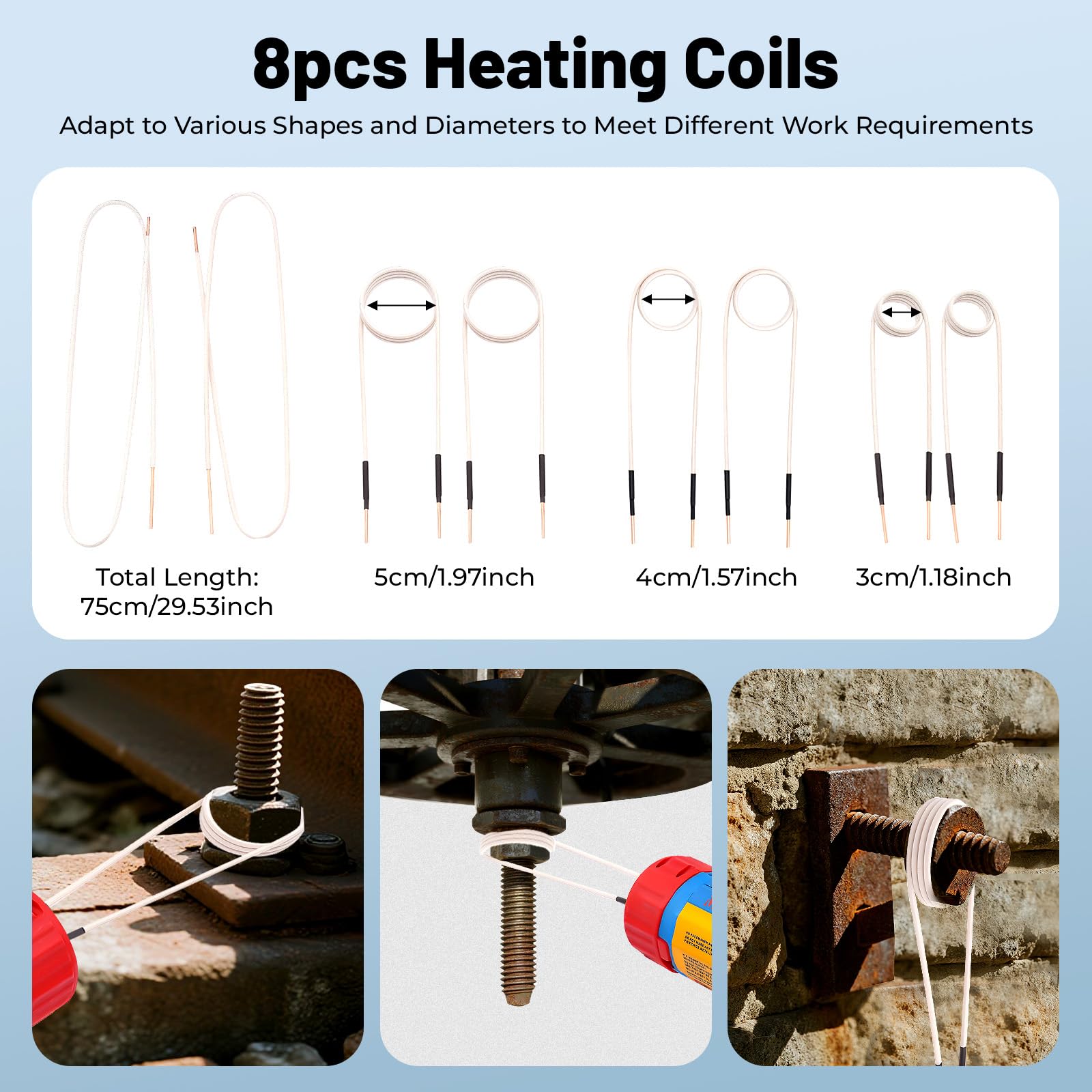 1100W Induktionsheizgerät 800°C | Flammenloser Schraubenlöser Mit 8 Spulen