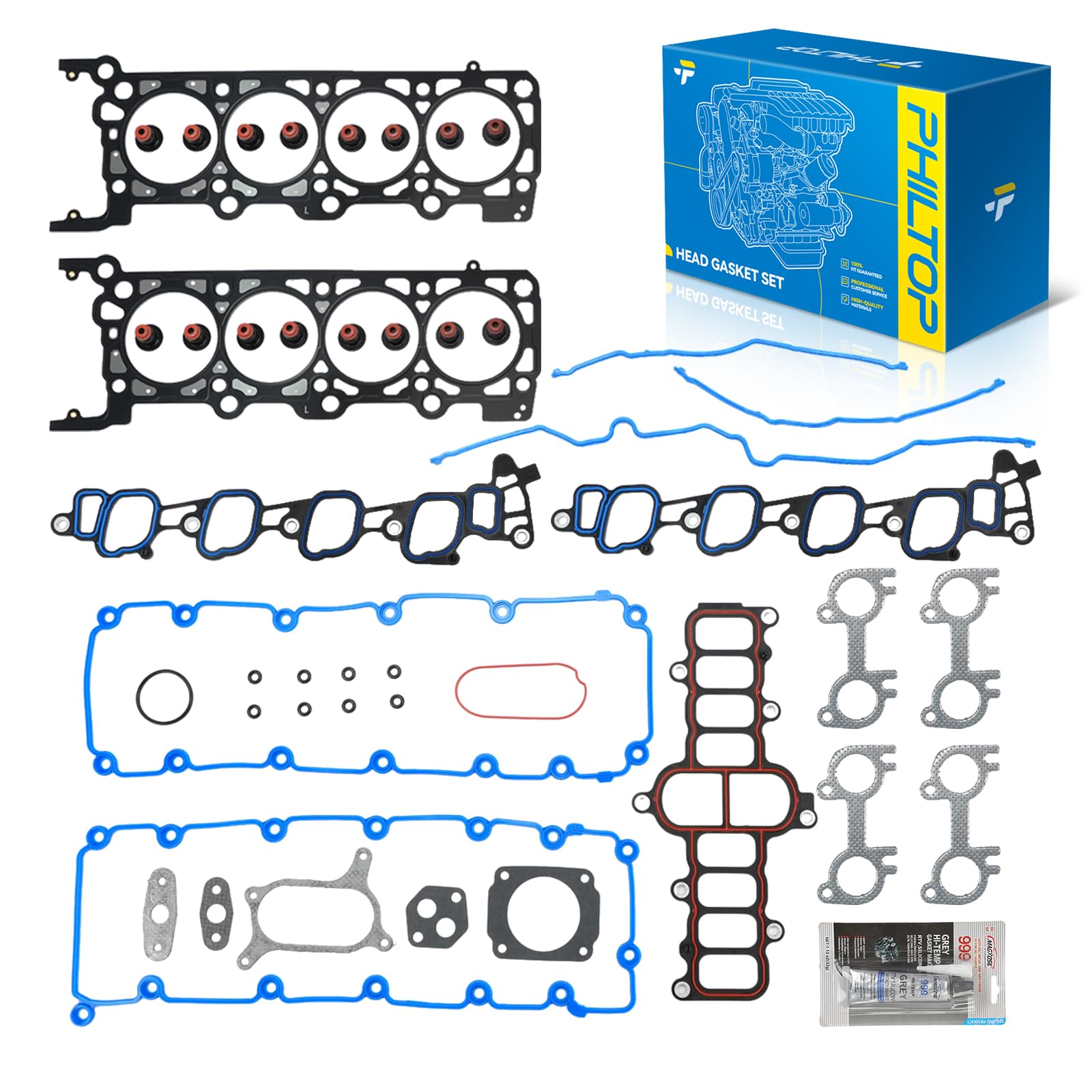 PHILTOP Head Gasket Set Fit for Ford F-150/Expedition 2000-2004 5.4L | For Ford F-250 F-350 Super Duty 2000-2004, E-350 Super Duty 2000-2003, E-250 2003 5.4L, OE# HS 9790 PT-15
