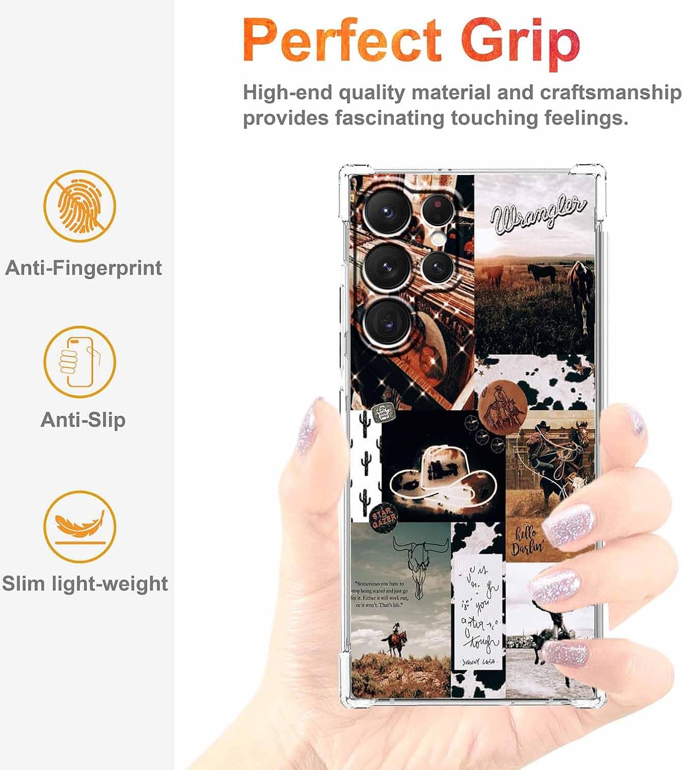 Vintage Cowboy Case for Samsung Galaxy S25 Ultra,Aesthetic Wild West Life Collage,Trendy Cool Soft TPU Bumper Case for Galaxy S25 Ultra - Image 2