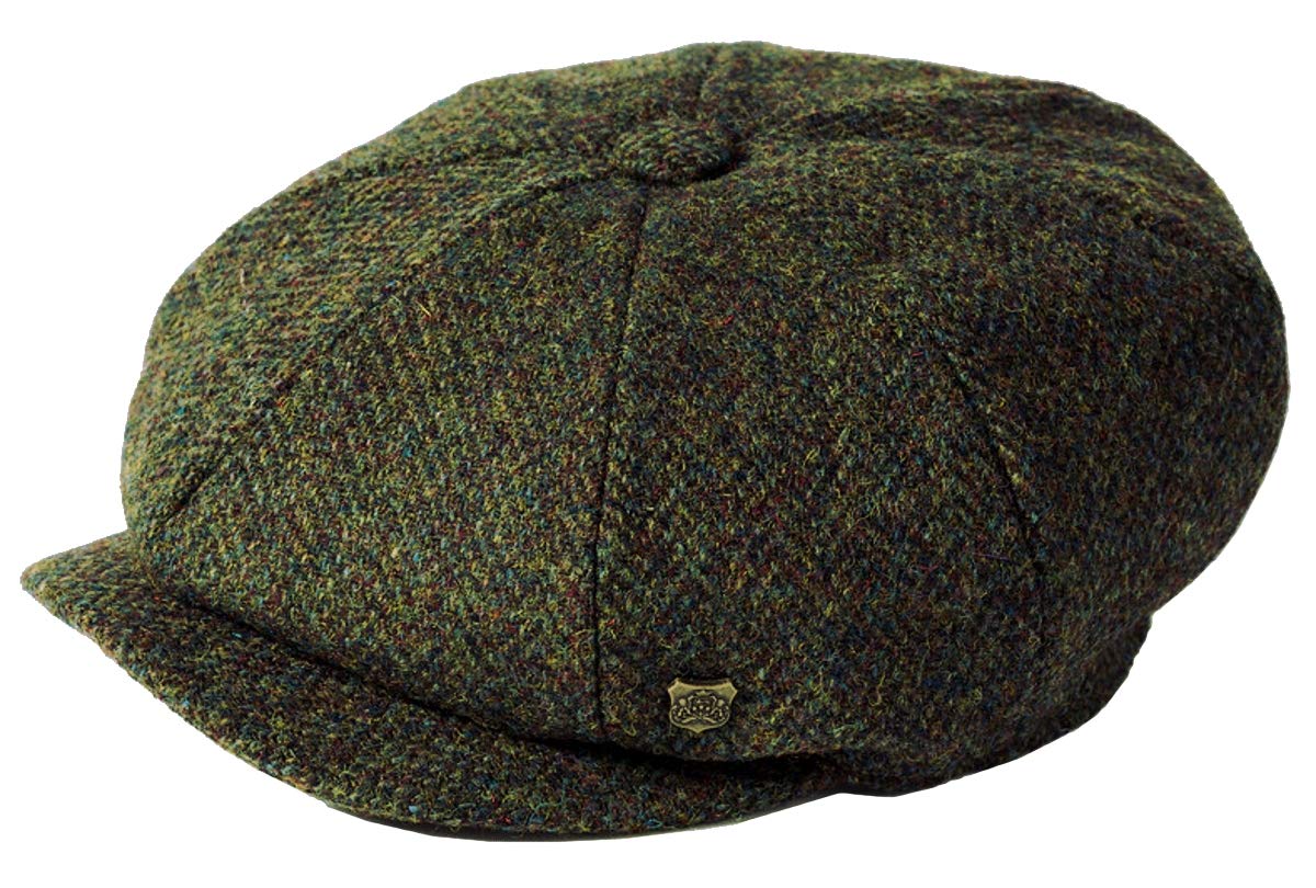 Failsworth Millinery Carloway Harris Tweed Baker Boy Cap (Latest Version) in Pattern 2016 - Brown, Size: Large (59cm)