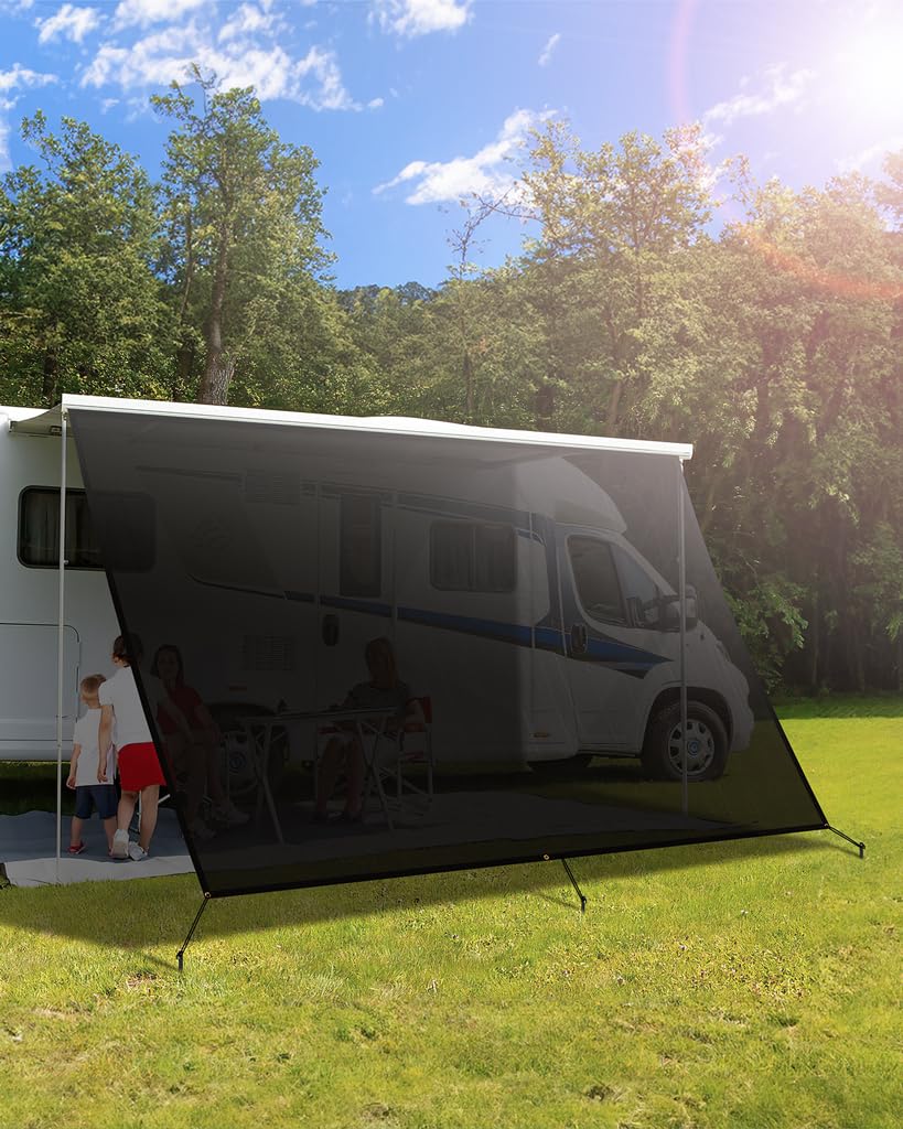 SUPAREE Protección Solar para Autocaravana Toldo Pared Caravana Toldo para Caravana Universal Sun Blocker UV Protection de Privacidad con Kits Completos 3,7 x 2,46m