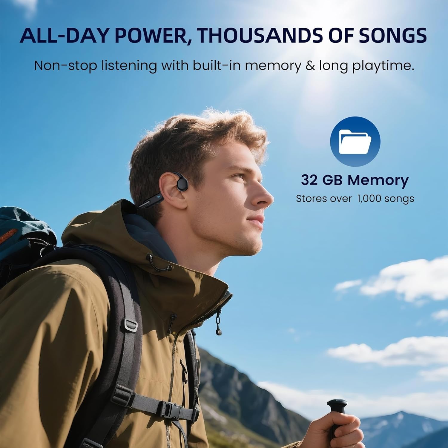 HIFI WALKER T10 Air Knochenschall Kopfhörer, IPX8 wasserdichte Schwimmkopfhörer mit 32GB MP3 Player, Open-Ear Bluetooth 5.3 Sportkopfhörer für Schwimmen, Laufen, Radfahren