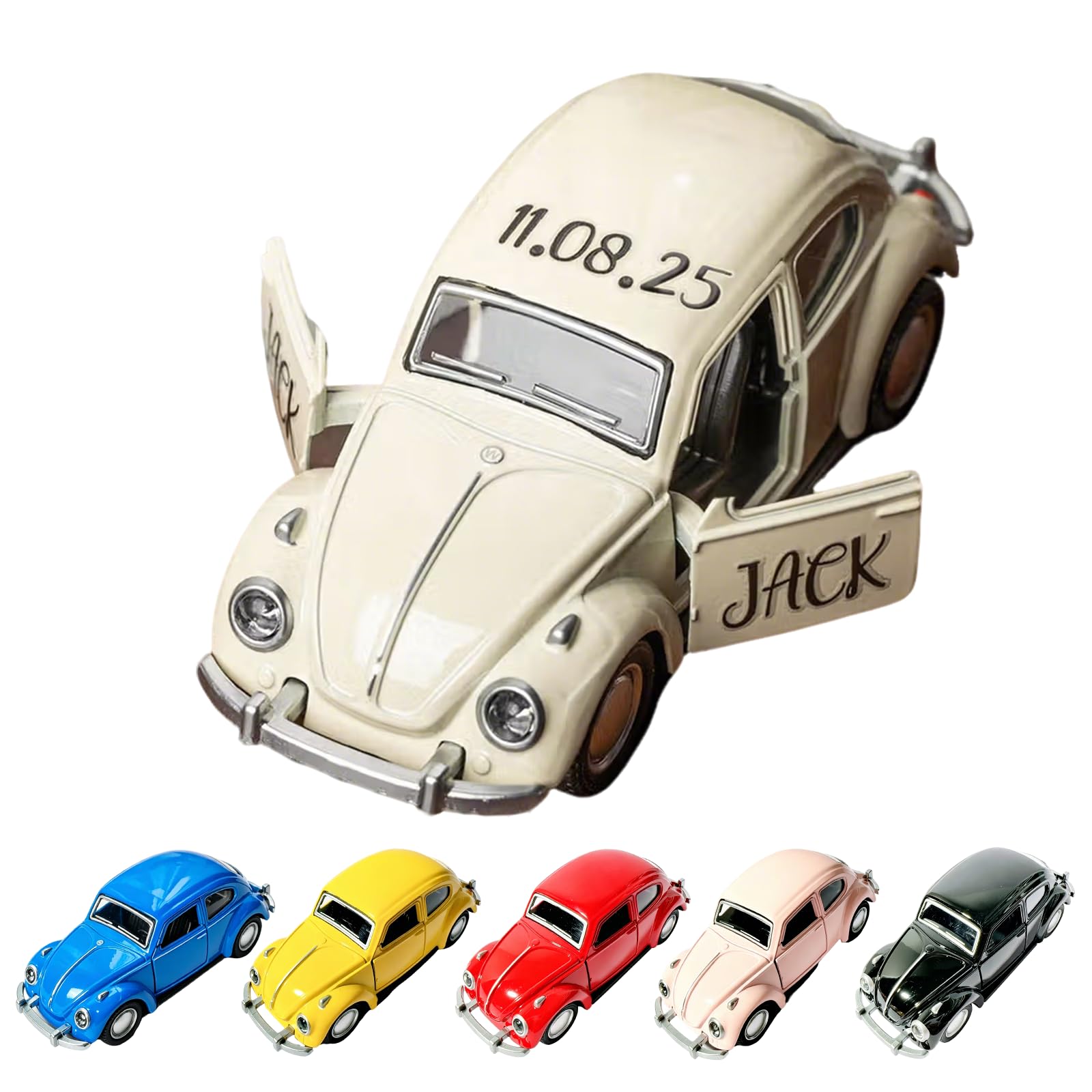ELULAE Personalized Mini Vintage Car Model for Wedding, Custom Name and Date, Wedding Party Thank You Gift for Ring Bearer, Groomsmen, Guests, Retro Car Desk Ornament, Birthday Gifts, Party Gifts