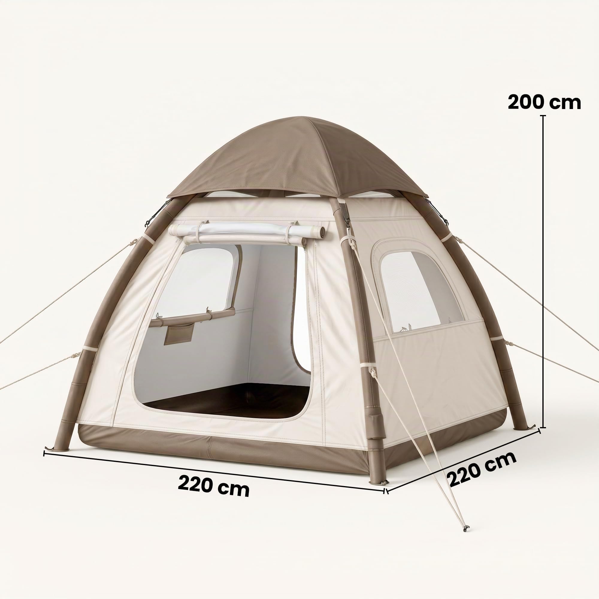 Outsunny Tienda de Campaña Inflable con Mosquitera para 3–4 Personas | Tienda de Campaña con Vestíbulo, Bomba, UPF30+, Puertas, Bolsa Transporte, Montaje Rápido, Cubierta Impermeable 3000 mm