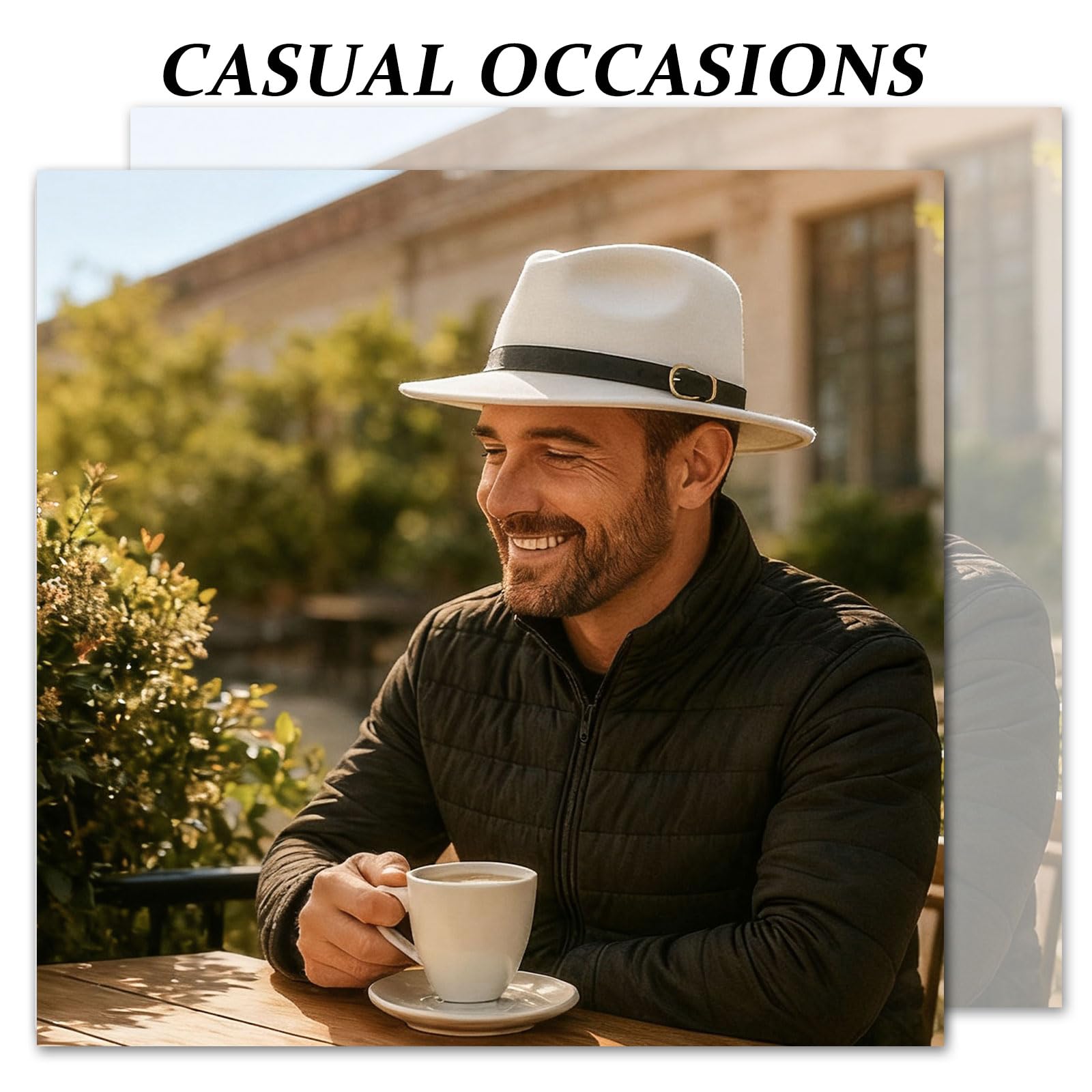 HEYANN Chapeau Fedora classique à large bord avec boucle de ceinture en feutre unisexe Trilby pour homme et femme