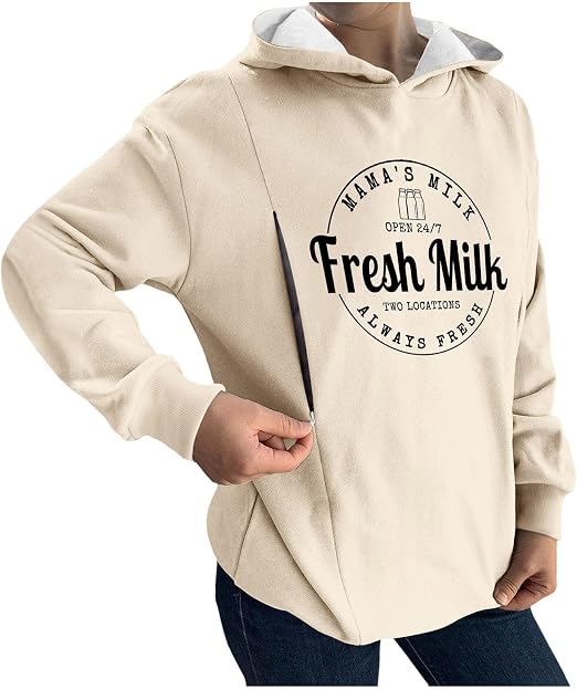 Dasongff Sweat à Capuche de Sport et Allaitement à Zips Latéraux