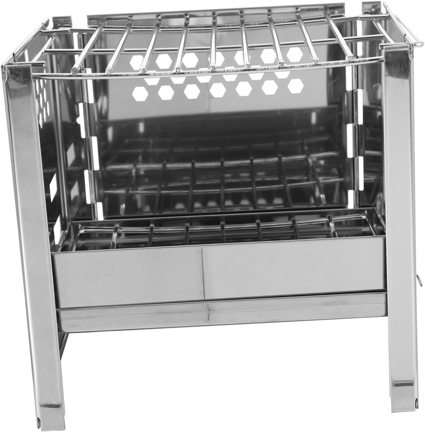 1set Portable Stainless Steel Barbecue Rack for Outdoor Grilling Compact for Camping Picnics and Backyard Gatherings Space-saving Design