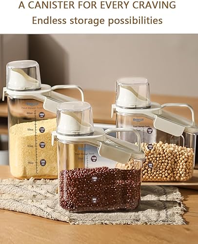 Miniatura 2 de Besmall Contenedores de almacenamiento de cereales, recipientes herméticos de almacenamiento de alimentos secos de 1.5 L con boquilla de vertido,