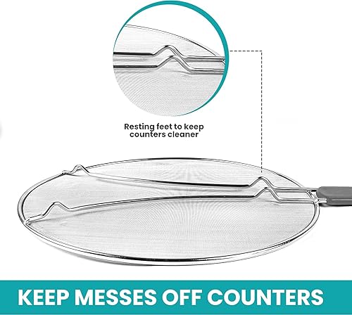 Miniatura 5 de Pantalla contra salpicaduras de grasa de 13 pulgadas para cocinar, protector de salpicaduras de aceite de acero inoxidable y malla ultrafina que