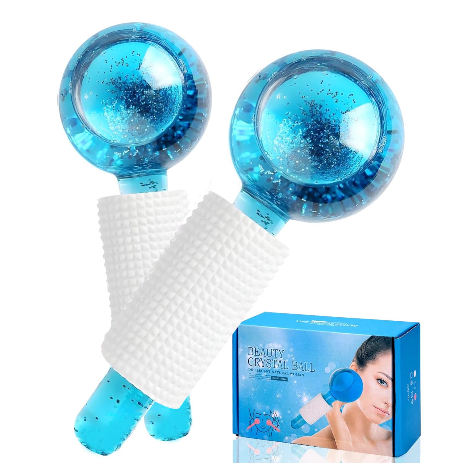 Ice Globes for Facials, 2 pcs Cooling Globes, Face Massager, Face Tools, Facial Ice Globes, Self Care Products,Globes for Face Neck, Eyes, Daily Beauty, Tighten Skin, Anti Ageing, Reduce Puffy Wrinkle