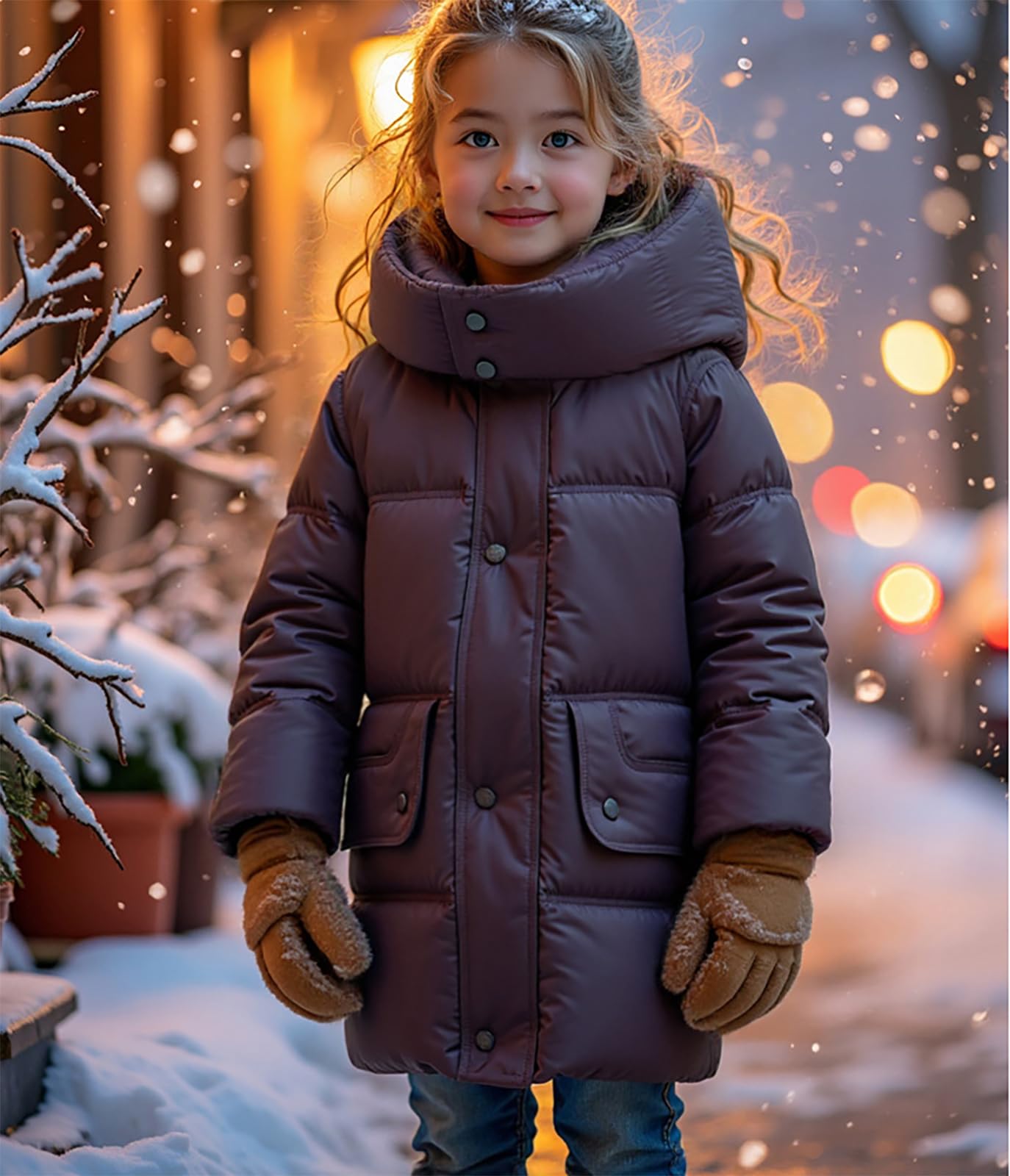 Cappotti Inverno per Ragazze Piumino Bambino Ragazza di media lunghezza cappotti caldi imbottitura in cotone tipo piumino