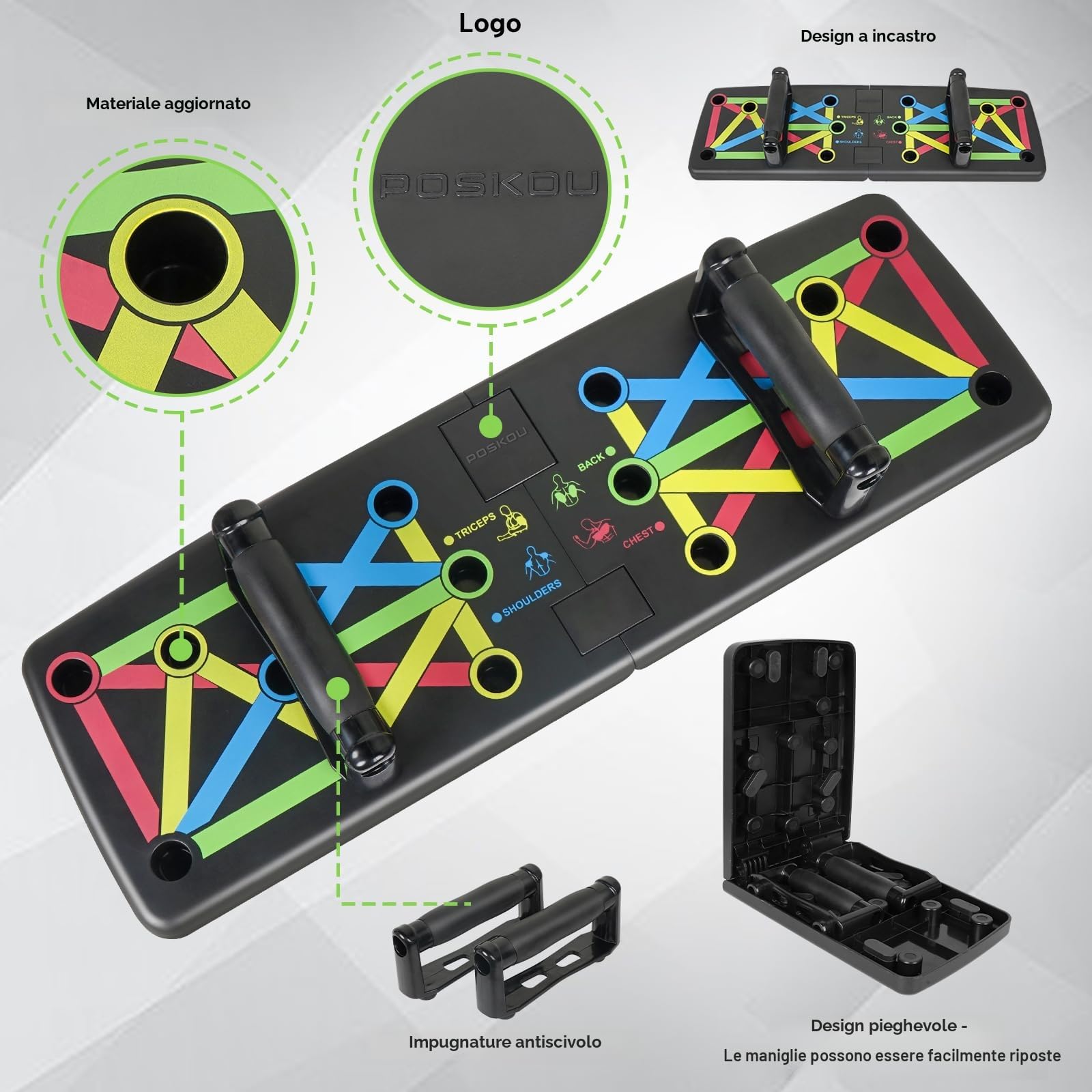 Push Up Board Esercizio Attrezzatura Fitness per la Attrezzi Palestra Casa Multifunzione Uomini e Donne Addestramento Portatile di Forza Maniglie Flessioni