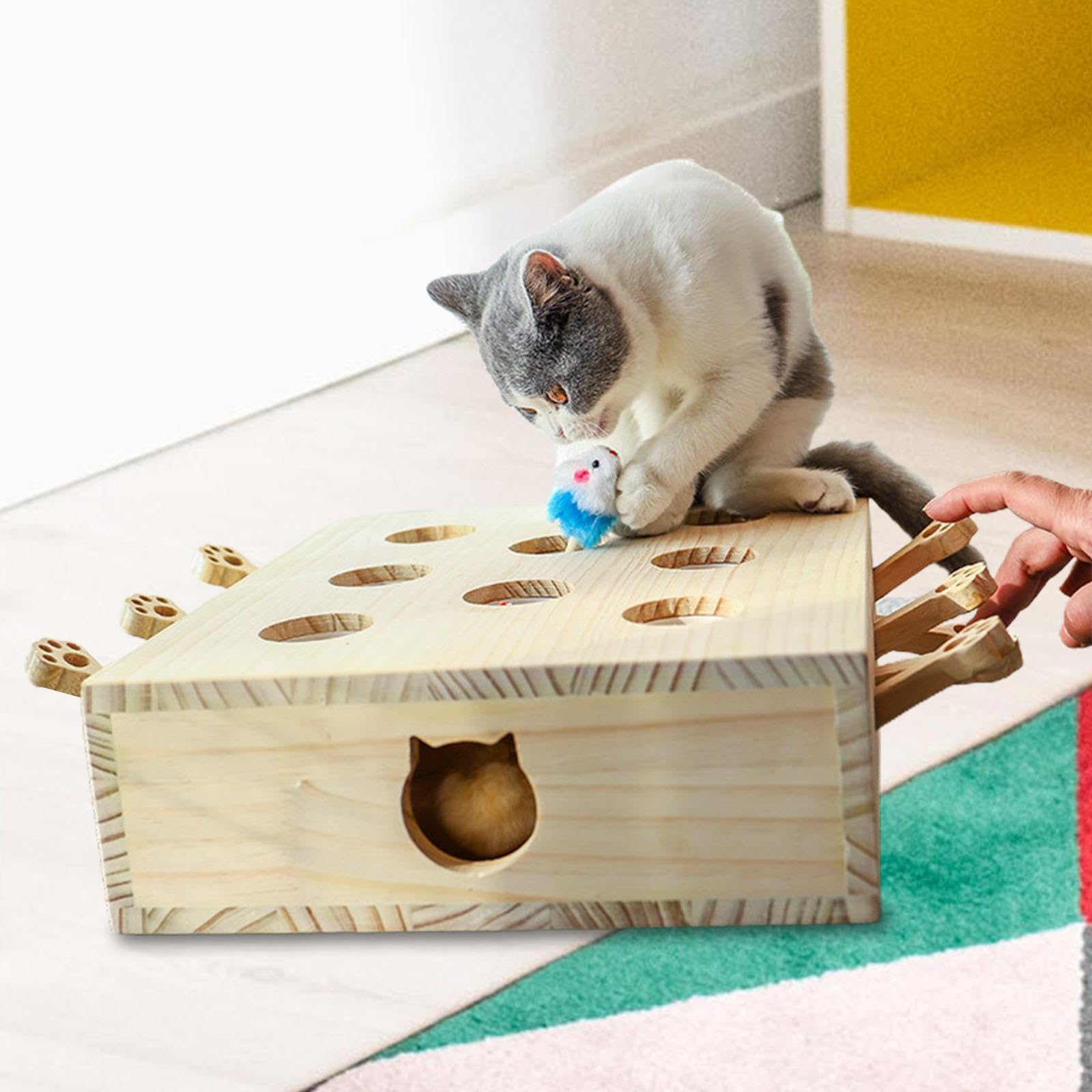 Suministros para Gatos, Juguetes, Accesorios, Mascotas de Interior, Entretenimiento sin Fin con el Juego de atrapar Ratones Whack, para Mantener a los Gatos Activos, Juego atrapar Ratones