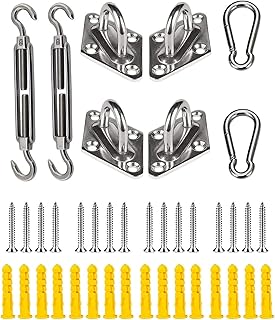 Shade Sail Hardware Kit, 304 Stainless Steel Sunshade Canopy Hardware Kit for Install Rectangle and Triangle Shade Sails Deck Garden Lawn Patio Outdoor Metal Sail Shade Pergola Kit（40PCS）