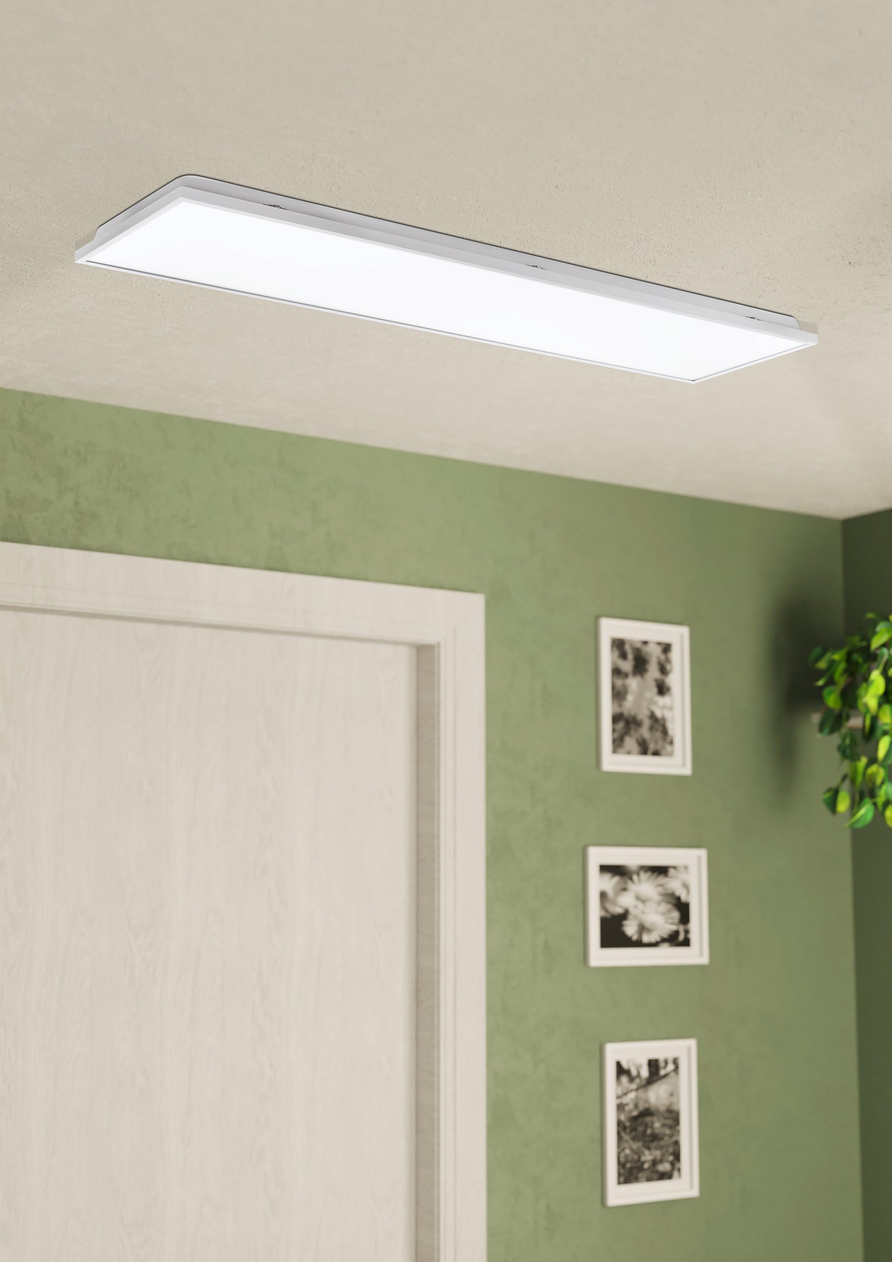 EGLO LED Deckenleuchte Urtebieta, Deckenlampe Panel aus Metall und einer Kunststoff Leuchtfläche in Weiß, Küchenlampe, Bürolampe neutralweiß, L 119,5 cm