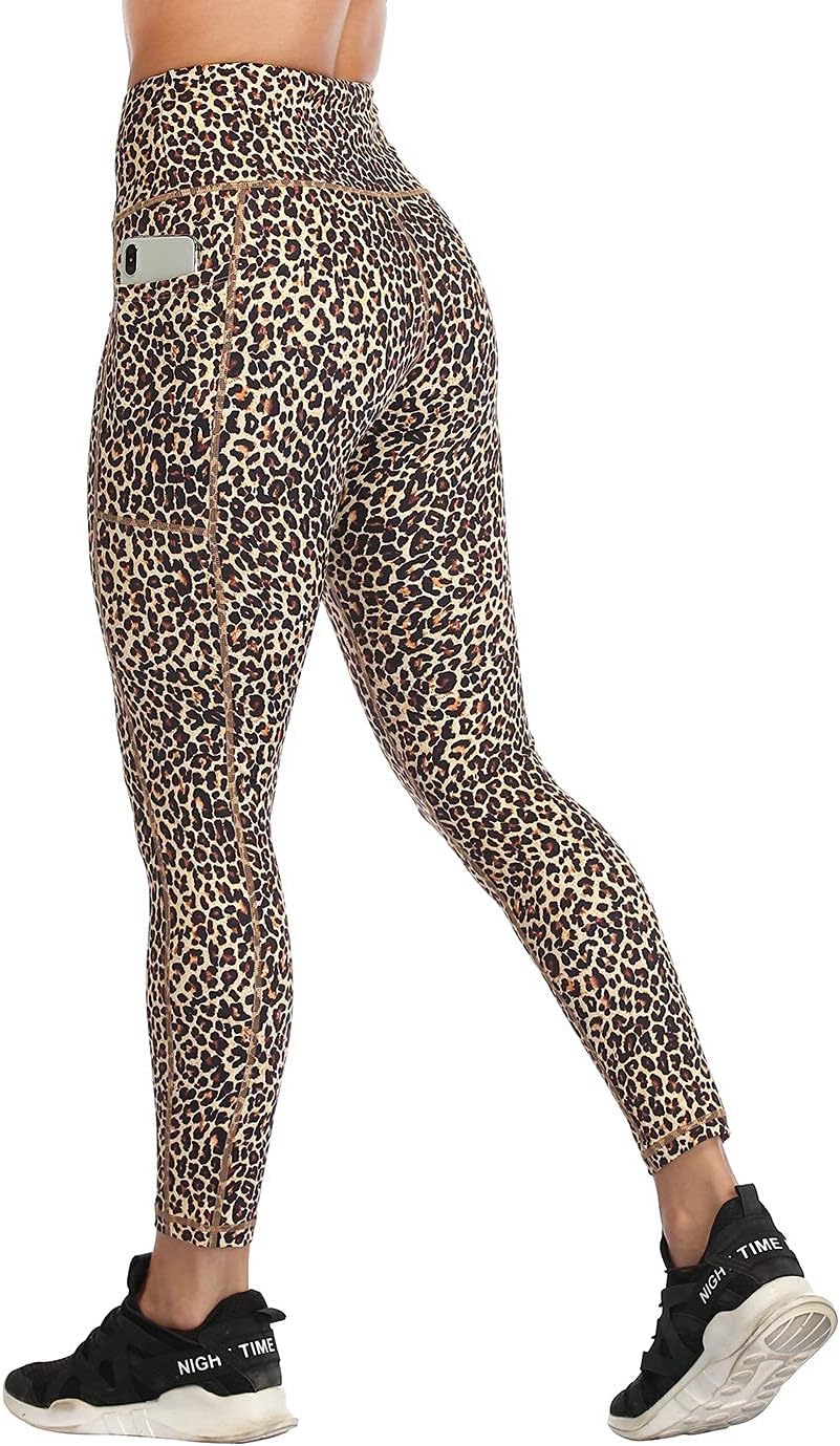 RAYPOSE Womens Workout Leggings With Pockets For Women 7/8 Plus Size Yoga Pants Women Printed Exercise Gym Brown Leopard Print Small - Image 2