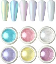 DAFNE 6 Colours Chrome Powder for Nails, Pearl Mirror Effect Iridescent Aurora, Fairy Powder for Nail Decoration, Manicure and Nail Art, Chrome Powder Nail Effect Pearl Glitter Shimmer
