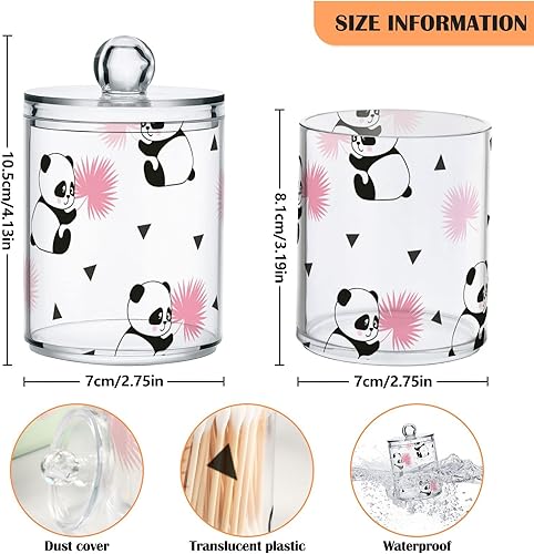 Miniatura 3 de Tarros de plástico con tapas, paquete a granel de panda en blanco y negro, recipientes de almacenamiento herméticos de boca ancha para cocina, baño,