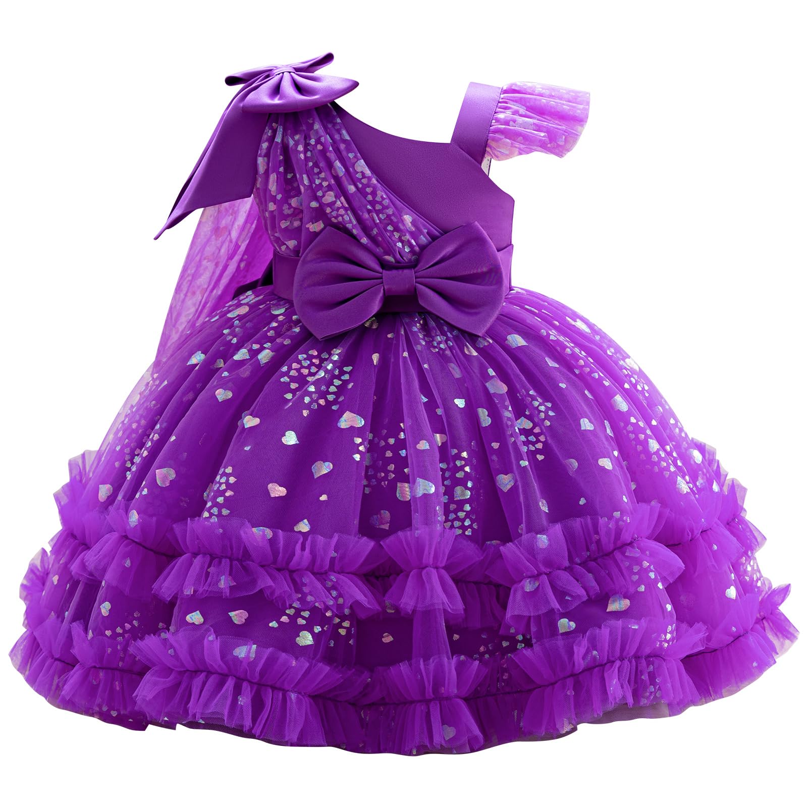 OBEEII Toddler Baby Girls Pageant Dress Sequins Heart Tulle Tutu Dress