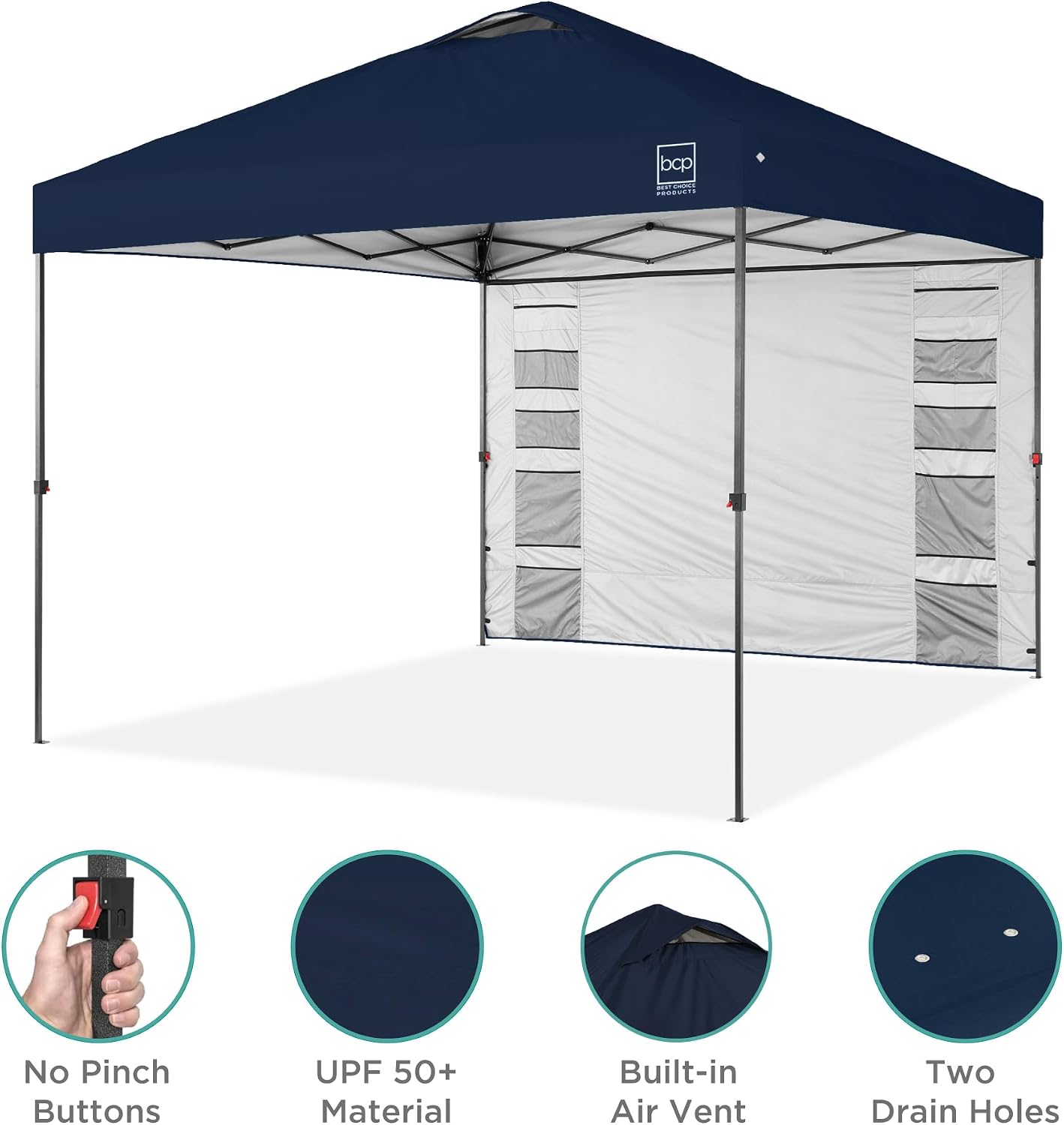 Best Choice Products 10x10 Pop Up Canopy Tent with Sidewall, Navy Blue image 4