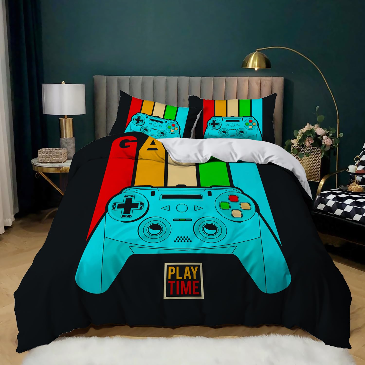 Yzehomijia Game Controller Duvet Cover Sets, 3D Graphic Print, Microfibre for Children 140×200 cm + 2 Pillowcases 65x65 cm.(G7×140) - Image 2
