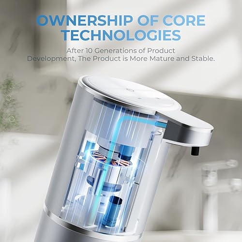 Miniatura 2 de P11 Dispensador automático de jabón de manos espumoso gris espacial premium, sin contacto, dispensador de jabón de espuma de manos recargable para