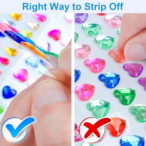 Miniatura 5 de QUEENTI 2102 calcomanías de gemas, gemas autoadhesivas para manualidades, diamantes de imitación brillantes para manualidades, formas surtidas,