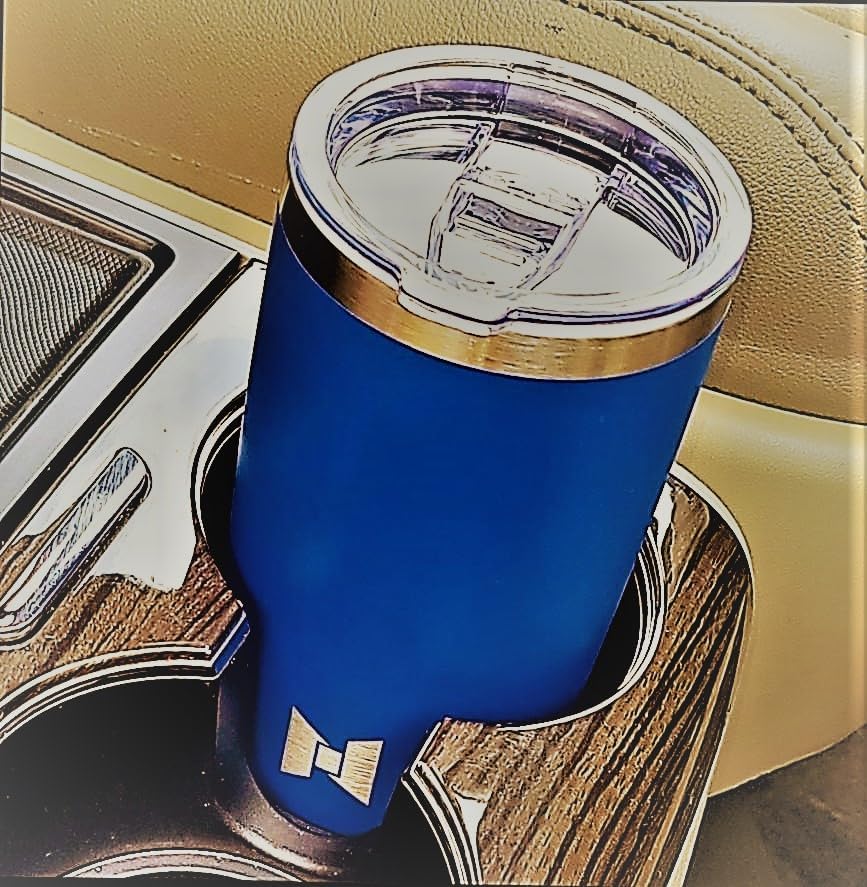 Miniatura 3 de Vaso aislado al vacío de acero inoxidable de doble pared de 20 oz para el hogar, oficina, viajes (azul)