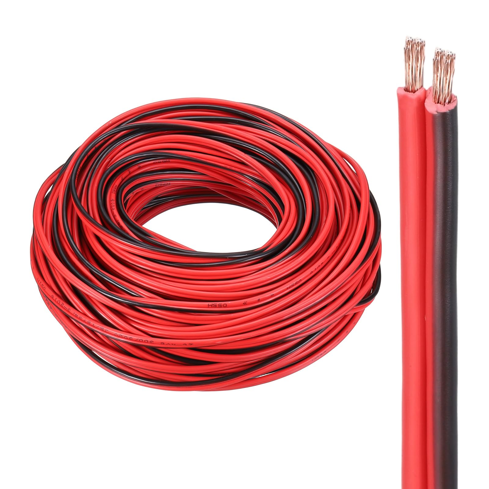 sourcing map 14 Gauge 2 Conductors Electrical Wire, 150ft Red Black Cable Copper Clad Aluminum Wire, Flexible PVC Extension Cord for Speaker LED Strips Lamp Automotive
