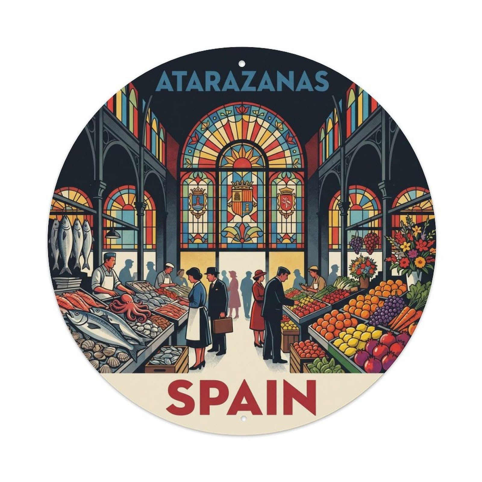 Malaga Atarazanas Market Spain Landmark Travel Metal Tin Sign
