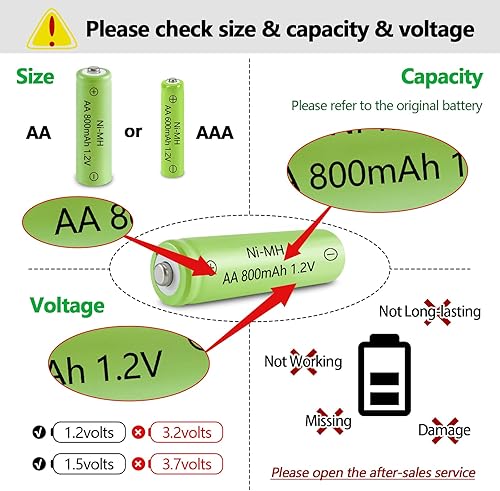 Miniatura 9 de JINTION Ni-MH AA Baterías recargables, doble A 1.2V 800mAh batería precargada para jardín al aire libre luces solares