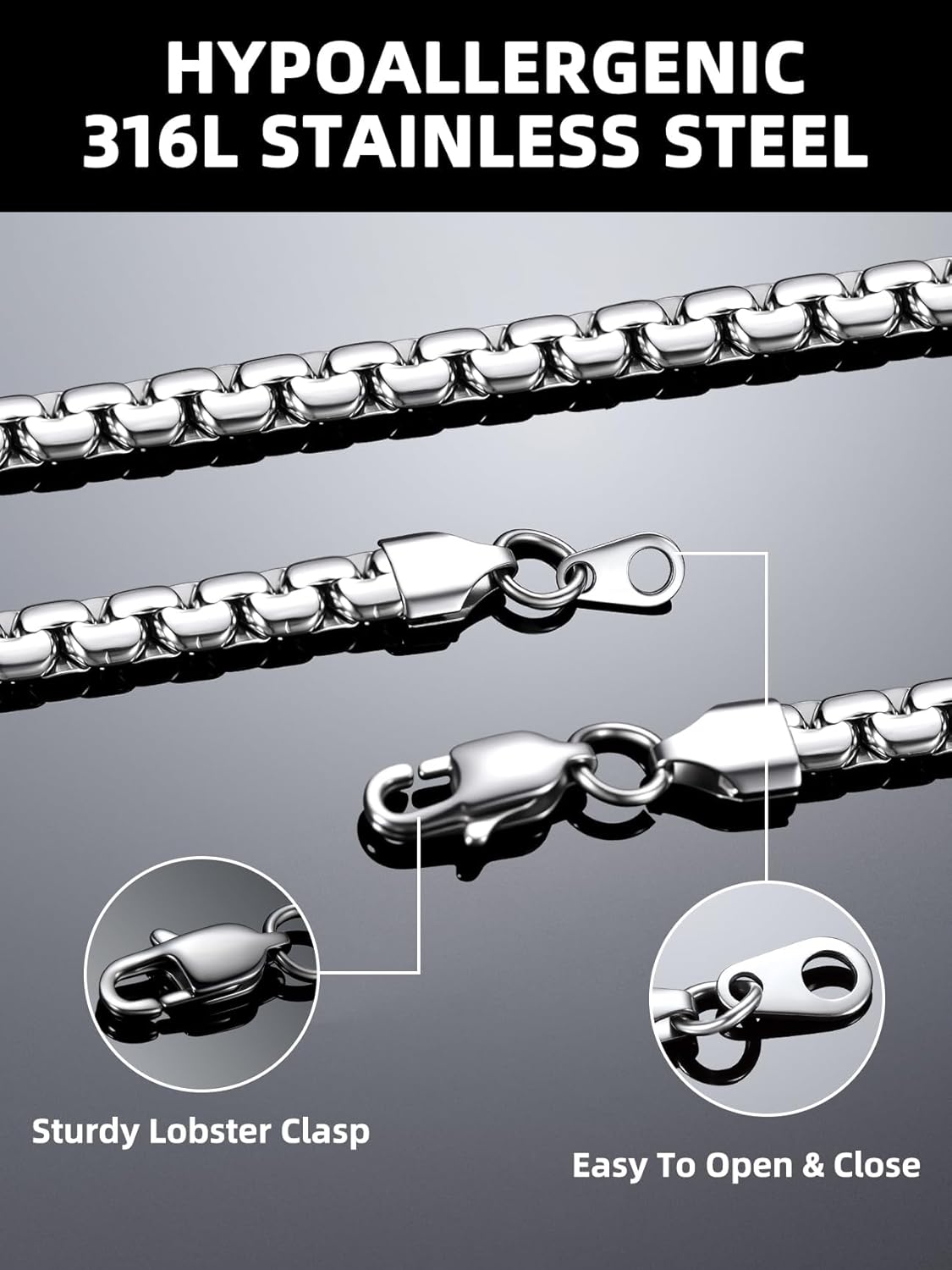 Bestyle 18K Gold Plated/Silver/Black Chain for Men, Hypoallergenic 2/4/6/8mm Stainless Steel Flat Link Chain Necklace for Men & Women Hip Hop Jewelry, 14-30"