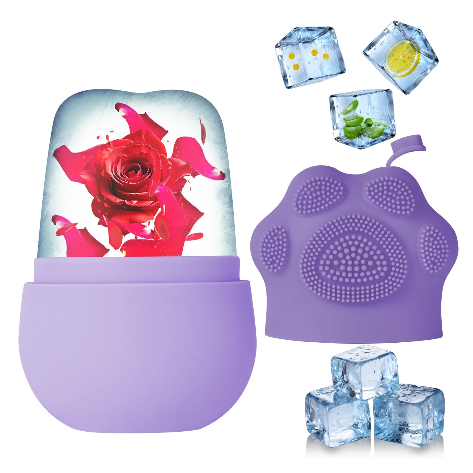 Beugo Ice Roller Facial, Hielo Cara Reutilizable de Silicona, Rodillo Masaje Facial Hielo, Ojo Masaje, Belleza facial Cuidado Para reduce la hinchazón, Ojeras, Reafirmar la Piel, Morado
