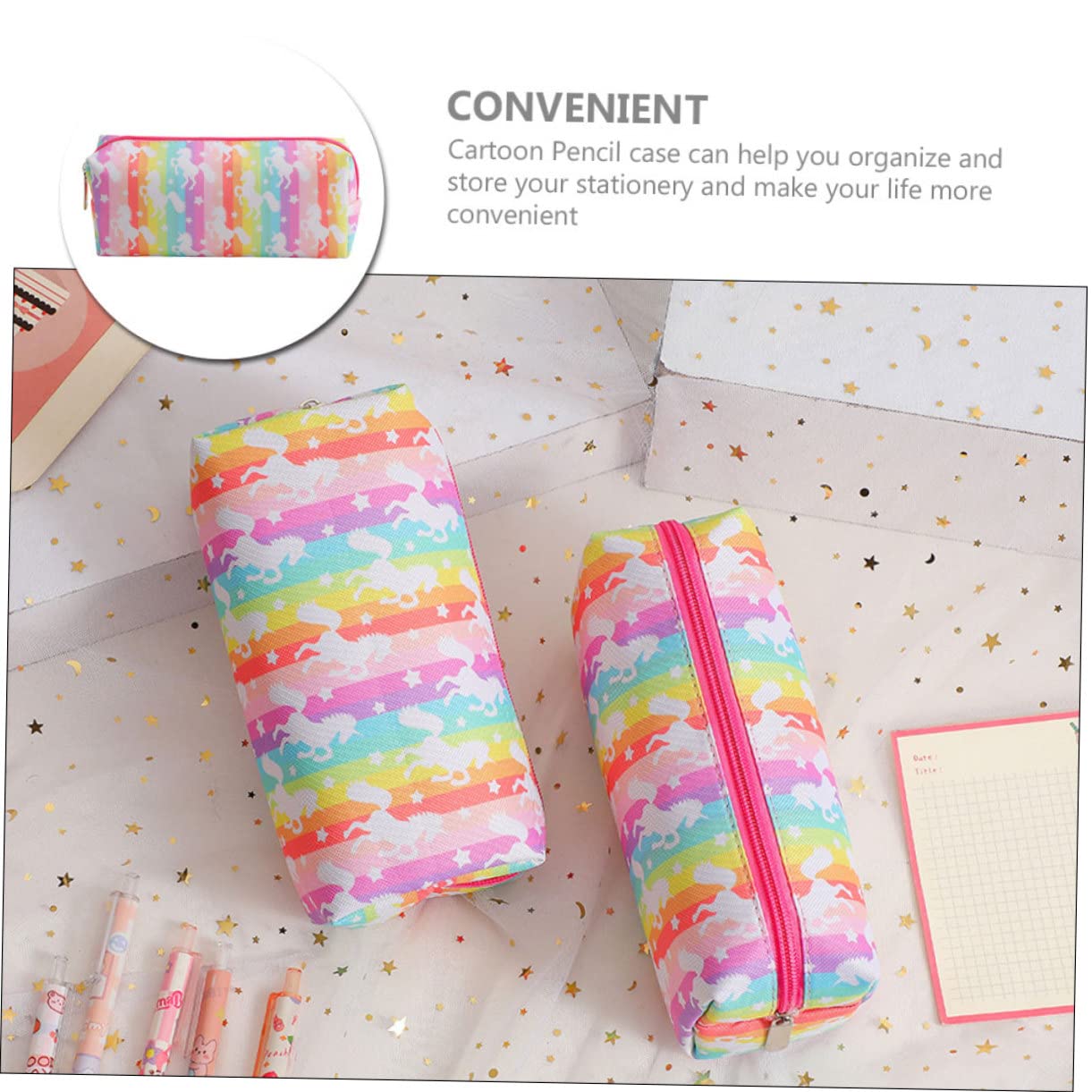 Gadpiparty 5 Pezzi Borsa per Unicorno Astuccio Decorativo per Cancelleria per Organizer Leggero e Portatile con Cerniera per Studenti