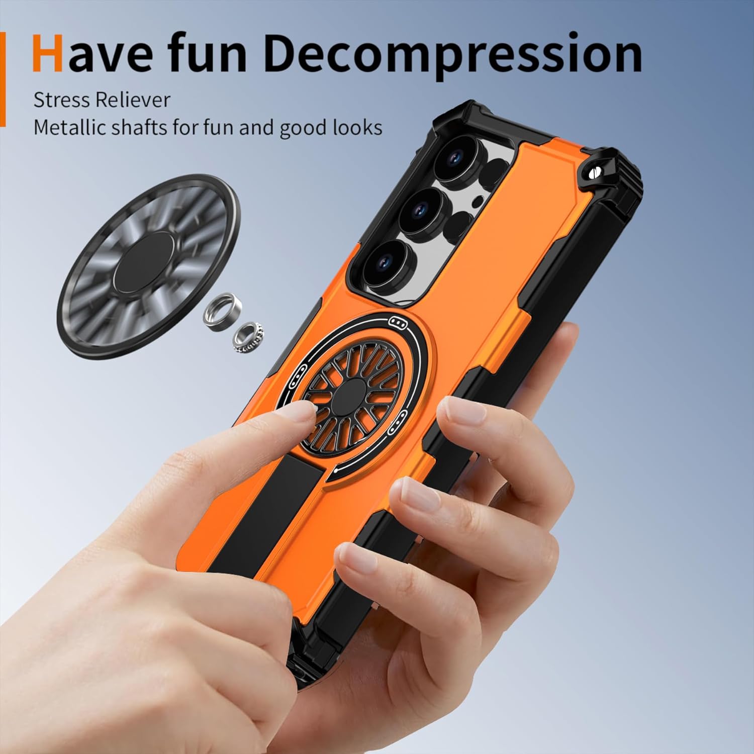 for Samsung Galaxy S25 Ultra Case with Invisible Kickstand,Shockproof Wireless Charging,Compatible with MagSafe,Stress Relief & Military Drop Protection Magnetic Phone Case Cover 6.8".Orange - Image 4