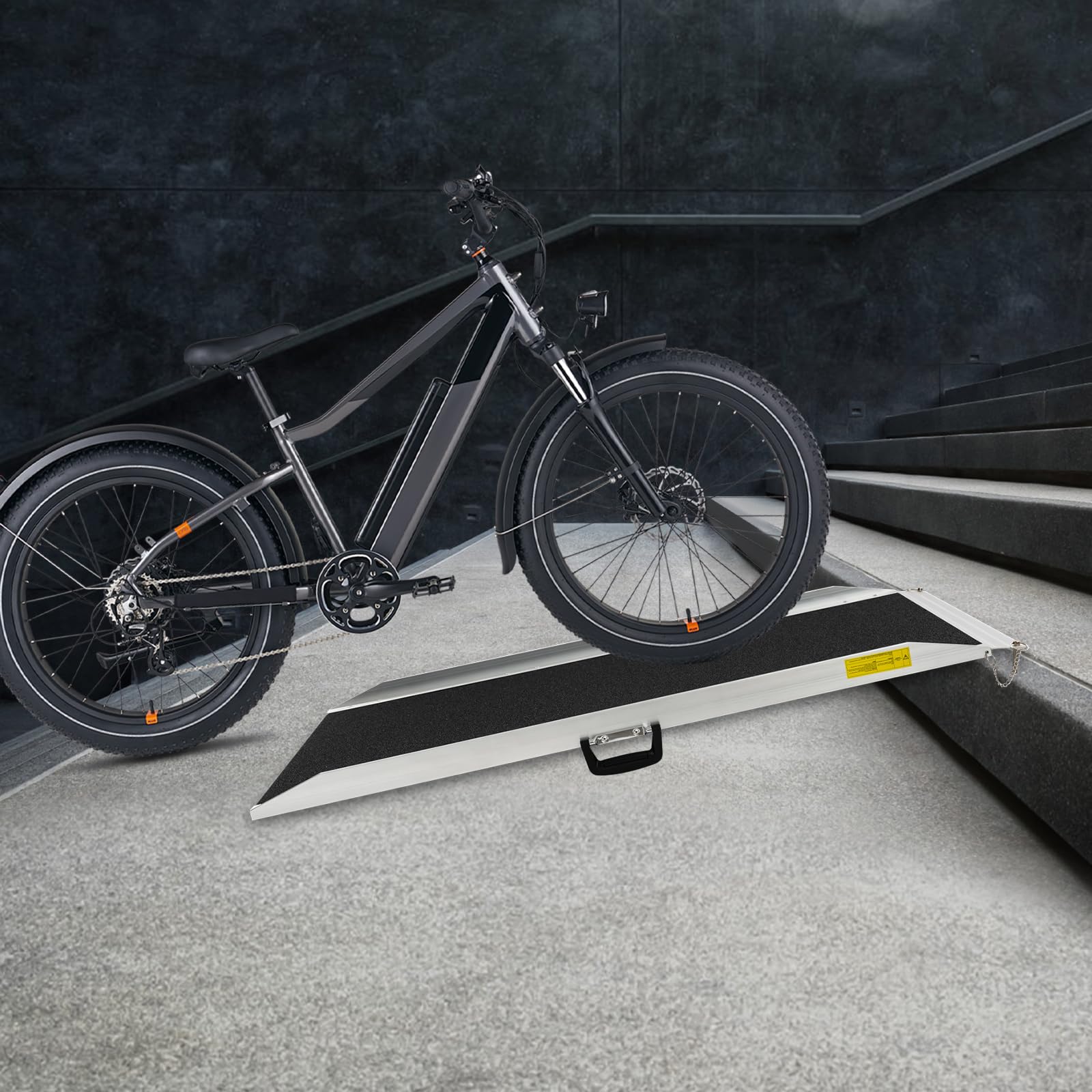 Rampa para silla de ruedas de 122 cm portátil con superficie antideslizante | Rampa de aluminio para puertas y escalones, carga máxima de 272 kg para andador, scooter de movilidad