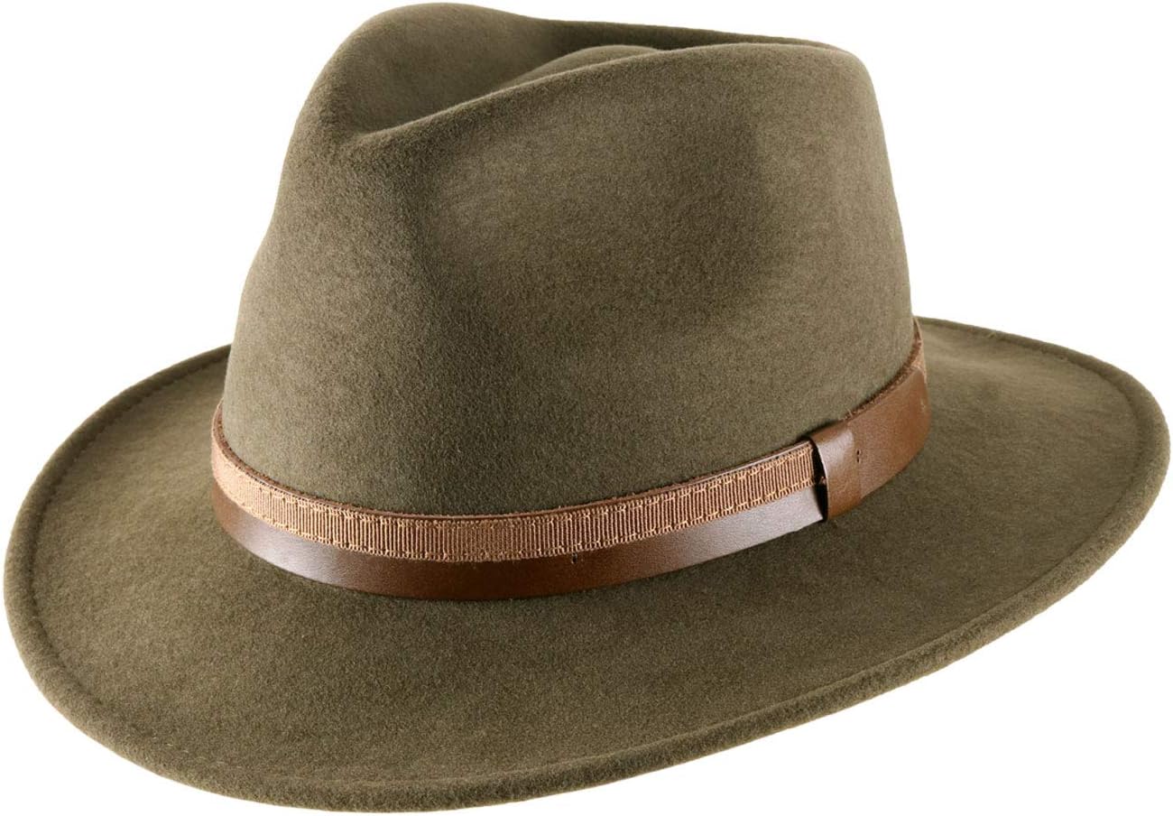 Men's Classic Traveller III Wool Felt Fedora Hat Packable Water Repellent