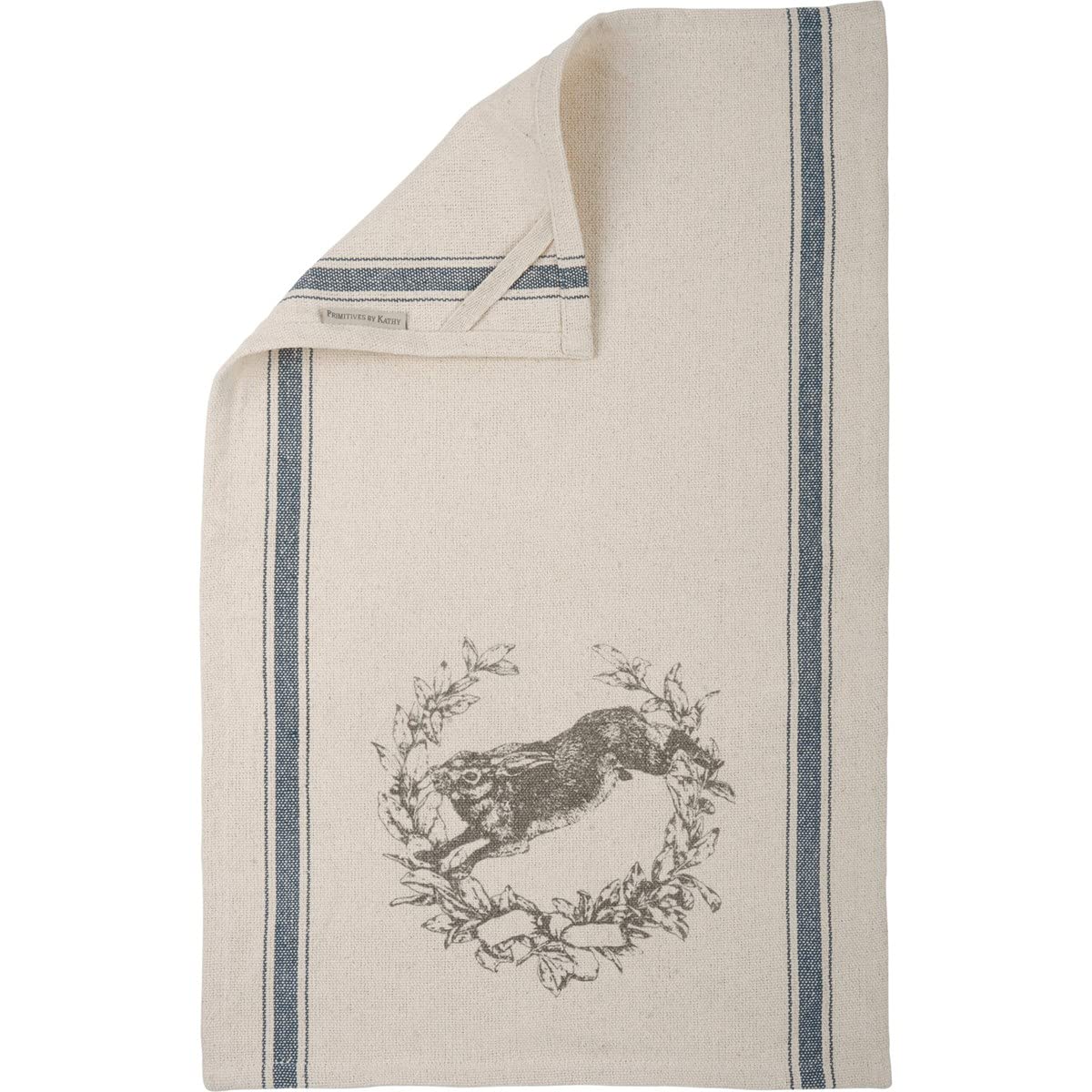 Torchon de cuisine lapin rustique écusson floral coton essuie-tout lavable