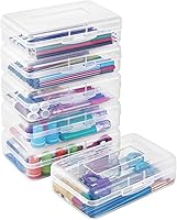 Sooez 6 Pack Clear Plastic Pencil Cases - Large Stackable Storage Boxes for Pens, Crayons, Crafts, School Supplies & Beads