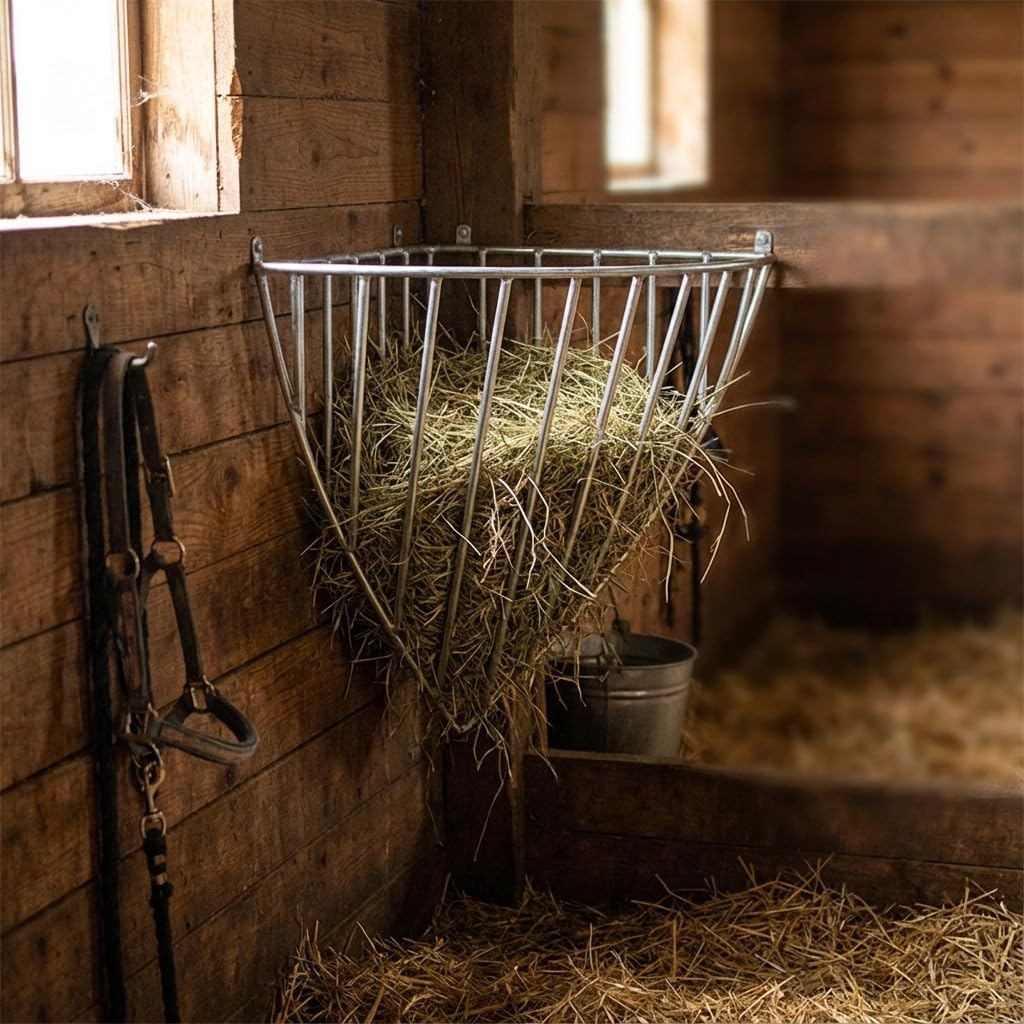 Suinga Comedero Forrajera Caballos en Esquina, 87x60x55 cm - Comedero de Forraje para Caballo