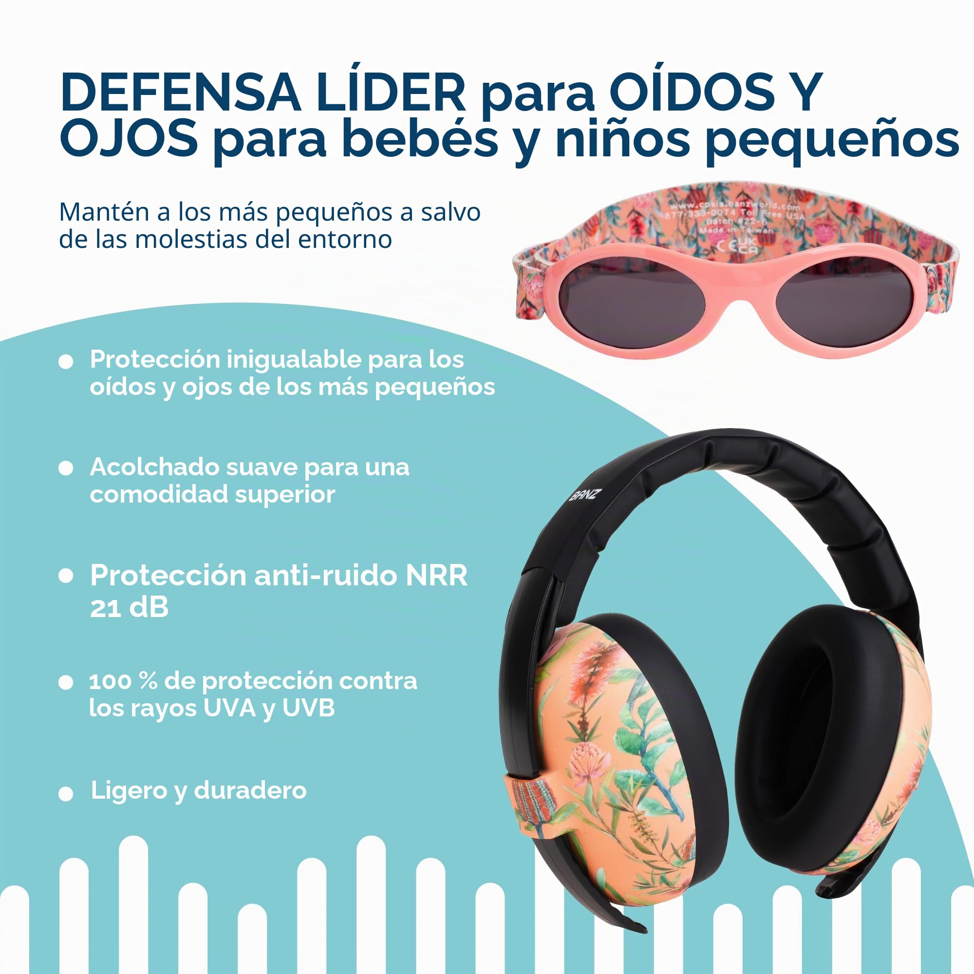 Banz Gafas de sol para bebé, orejeras de 0 a 24 meses, Waratah, 0-36, Waratah, 0-36 Months