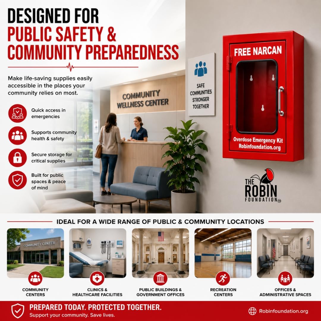 Wall Mounted Emergency Storage Cabinet – High Visibility Metal Safety Box with Clear Front Access, Holds Up to 8 Standard Emergency Supply Boxes for Schools Offices Public Areas