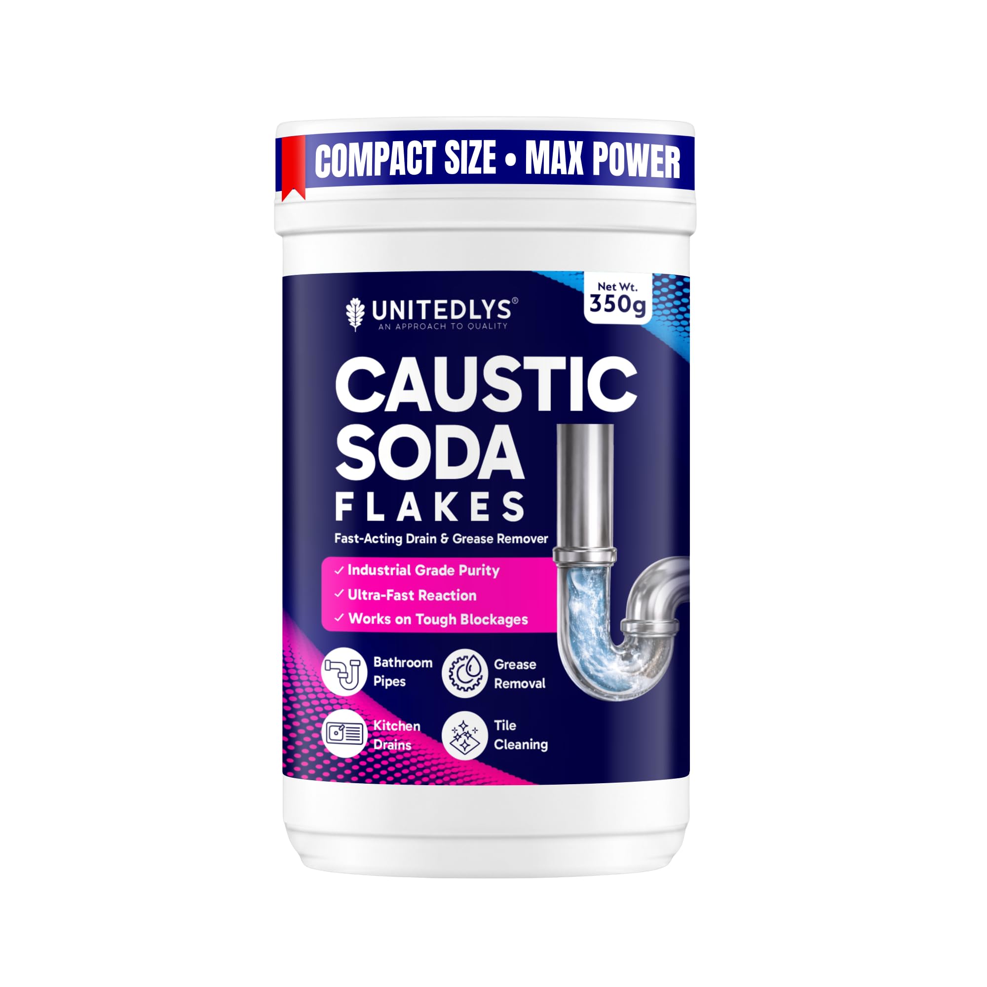 Caustic Soda Drainage Block Remover 350G | Fast-Acting, Non-Toxic & Odorless Drain Cleaner Powder | Caustic Soda for Drain Cleaning | Sink & Pipe Drainage Cleaner