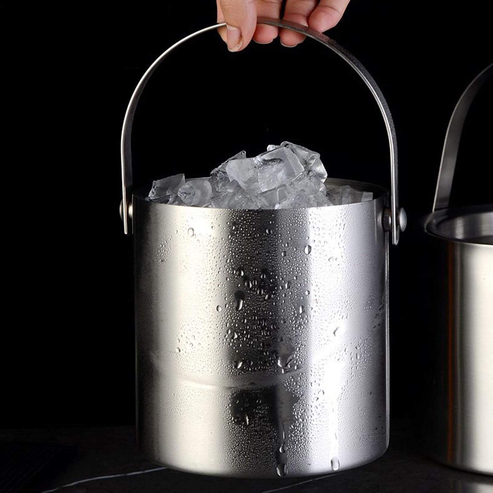Secchiello Per Ghiaccio Con Coperchio Secchiello Termico Doppia Parete | Barile Champagne Impermeabile per Ristoranti Picnic Campeggio BBQ