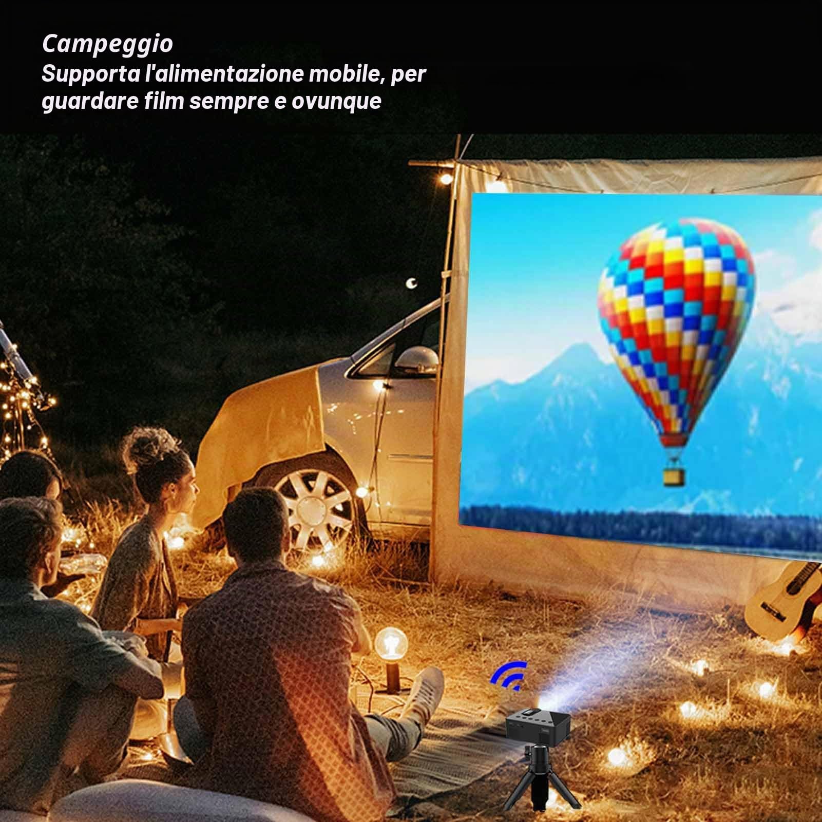 Mini Proiettore YT100, Videoproiettore Full HD 1080P, Proiettore Cinematografico Portatile per Esterni con Altoparlante 4Ω 2W, Proiettore Cinematografico per Telefono Home