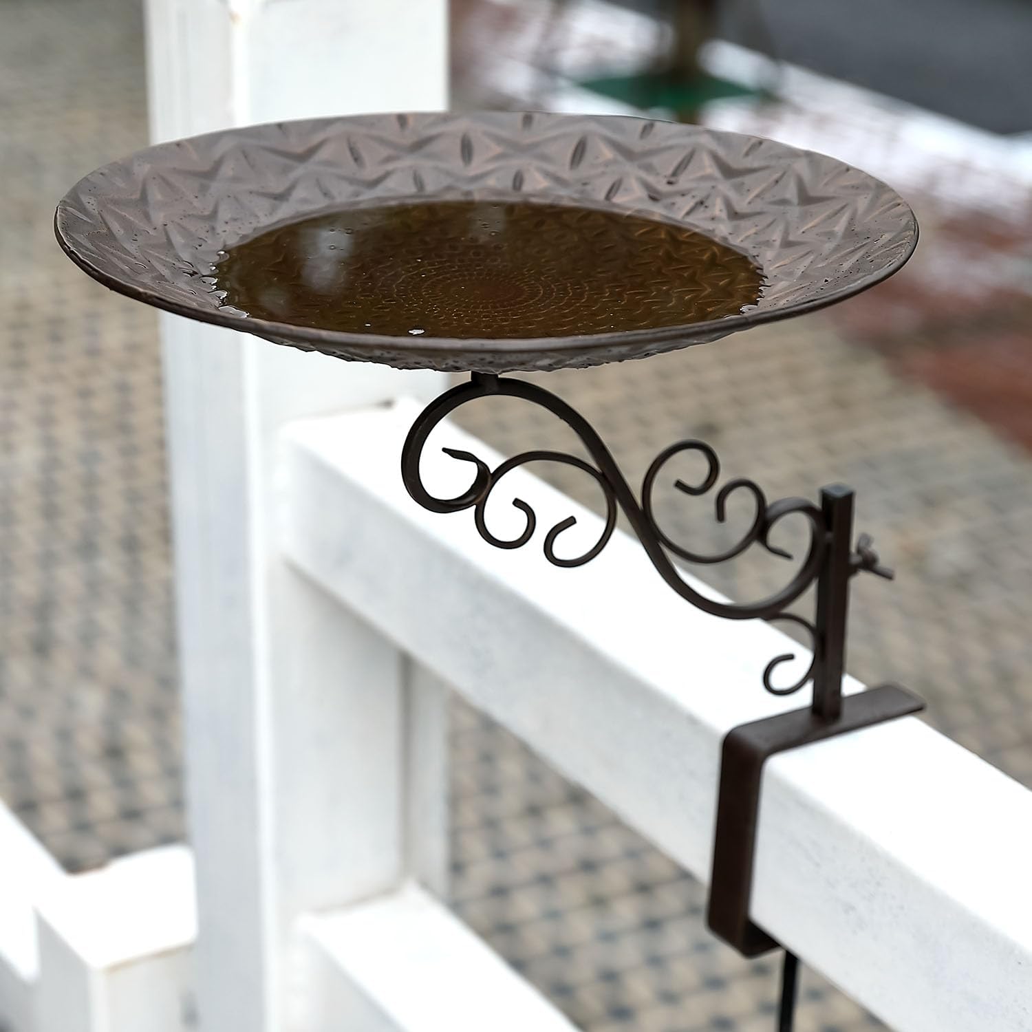 Jemeni Deck Mounted Bird Bath, 11.8 inches Bird Baths Bowl for Outdoors with