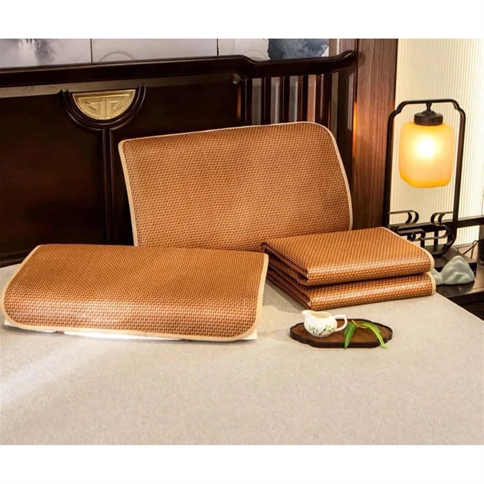 Colchoneta de paja de ropa de cama, colchón de ratán transpirable suave, cama de estera de bambú, colchón de enfriamiento de verano almohadilla de topper, ropa de cama para cama doble cama dob