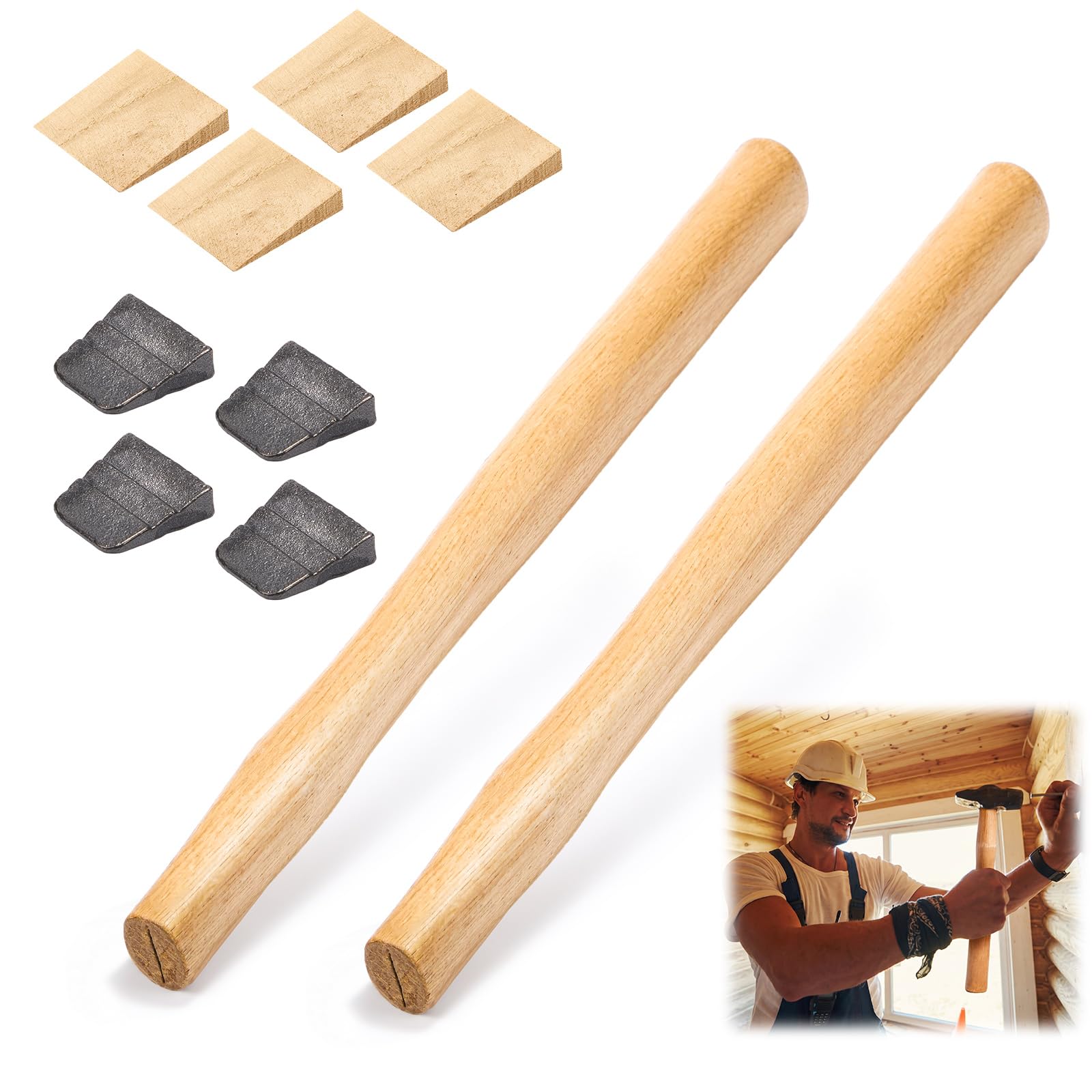 Bucherry Hammer Handle Replacement Kit - 2 Handles + Wedges -1 Bucherry Hammer Handle Replacement Kit - 2 Handles + Wedges -1