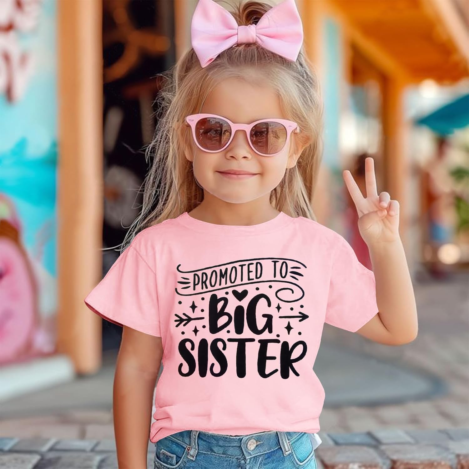 Promoted to Big Sister Shirts for Toddler Baby Girls Announcement T-Shirt Summer Short Sleeve Tees Big Sis Tops - Image 2