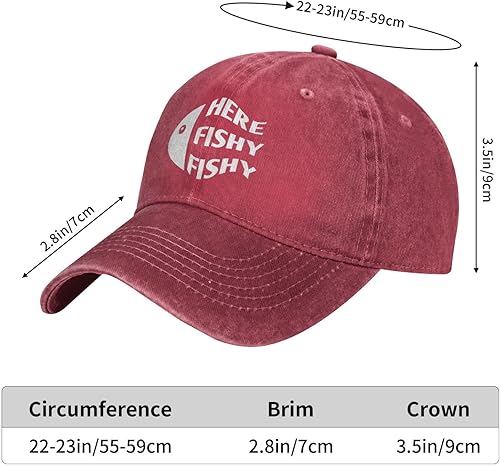 Miniatura 4 de Sombrero de pesca divertido aquí Fishy Fishy Fishy Cap para hombres Sombreros de béisbol Sombreros de moda, Rojo -